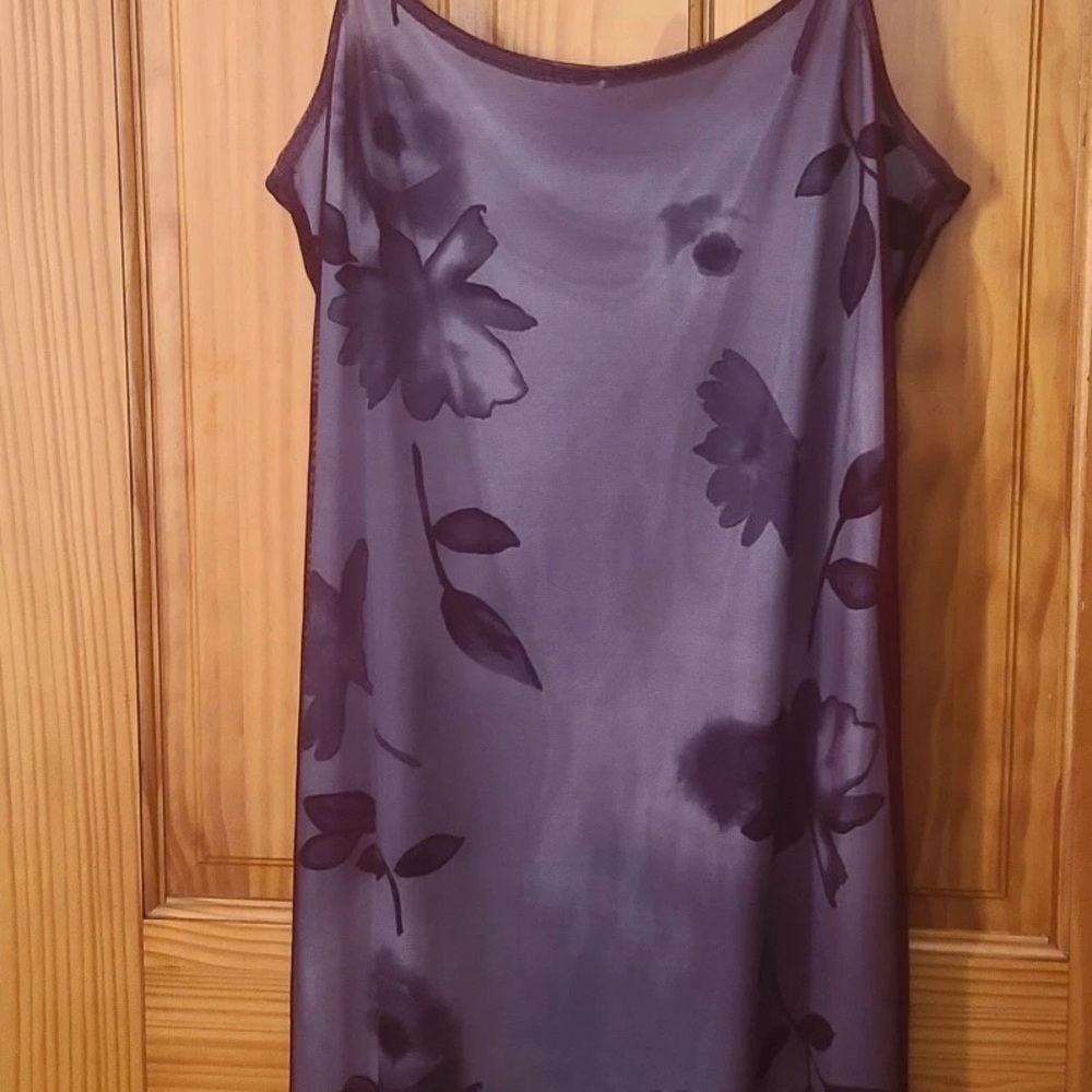 Floral Sheer Mini Dress - Purple